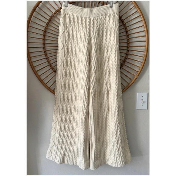 Callahan Pants - Revolve Callahan cable knit wide leg high waist cream pants size small